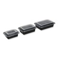 Food Trays, Containers, and Lids | GEN FCPP-BC-38RECT 8.81 in. x 6.02 in. x 2.48 in. 38 oz. Plastic Microwavable Food Container with Lid - Rectangular Black/Clear (150/Carton) image number 2