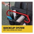 Cleaning Carts | Rubbermaid Commercial 2229066 BRUTE 25.45 in. x 25.45 in. x 15 in. Ergonomic Rotomolded Tilt Truck Handle and Caddy - Red/Black image number 4