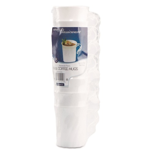 Cups and Lids | WNA WNA RSCWM8248W 8 oz Classicware Plastic Coffee Mugs - White (192/Carton) image number 0
