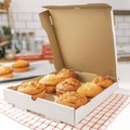 Food Trays, Containers, and Lids | Karat FP-PBF12W 12 in. x 12 in. x 1.97 in. Corrugated Paper Boxes - White/Brown (50/Bundle) image number 3