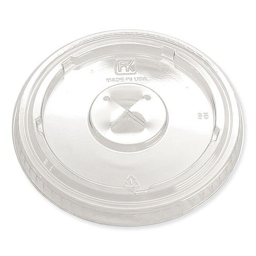 Cups and Lids | Fabri-Kal LKC1220FX Greenware X-Slot Plastic Cold Drink Lids, Fits 12 oz to 20 oz Cold Cups - Clear (1000/Carton) image number 0