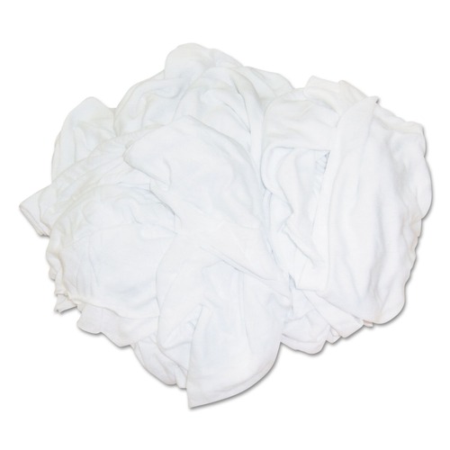  | HOSPECO 455-25BP 25 lbs. Polybag New Bleached Multi-Fabric T-Shirt Rags - White (25/Carton) image number 0