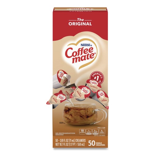 Coffee and Coffee Supplies | Coffee-Mate 11001124 0.38 oz. Liquid Coffee Creamer Mini Cups - Original (50/Box) image number 0