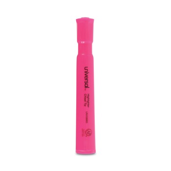 Universal UNV08865 Fluorescent Ink Chisel Tip, Desk Highlighters - Pink (1 Dozen)