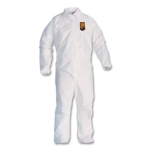 Safety & First Aid | Ansell KCC44312 A40 Coveralls with Zipper Front and Elastic Wrists and Ankles - Medium/White (25/Carton) image number 0