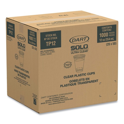 Just Launched | Dart TP12 Ultra Clear 12 oz to 14 oz Practical Fill PET Cups (1000/Carton) image number 0