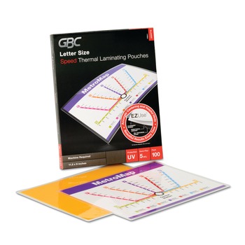  | GBC 3200716CF EZUse 9 in. x 11.5 in. Thermal Laminating Pouches - Gloss Clear (100/Box)