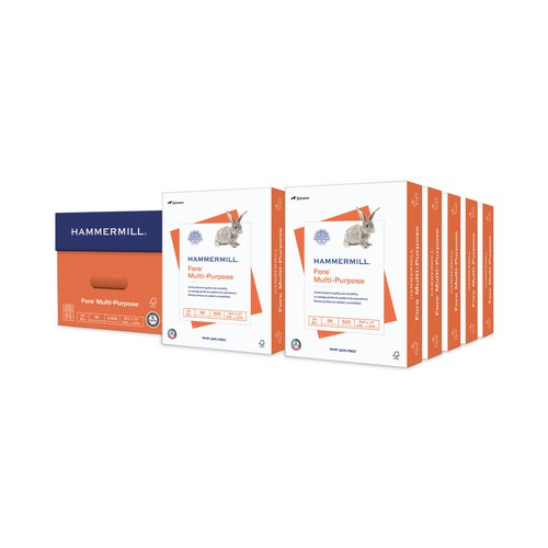 Back to School Sale | Hammermill 103283 Fore 8.5 in. x 11 in. 96 Bright 24 lbs. Bond Weight Multipurpose Print Paper - White (10/Carton) image number 0