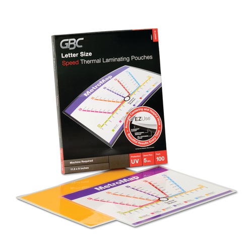 Just Launched | GBC 3200716CF EZUse 9 in. x 11.5 in. Thermal Laminating Pouches - Gloss Clear (100/Box) image number 0