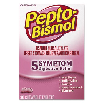 Pepto-Bismol 03977 Chewable Tablets, Original Flavor, 30/box, 24 Box/carton