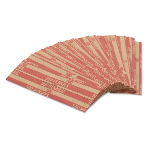 Office & Office Supplies | Pap-R Products 30001 0.50 Dollars Pennies Flat Coin Wrappers (1000/Box) image number 0