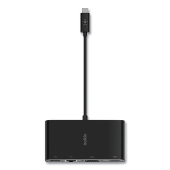 Belkin AVC005BK-BL HDMI/Ethernet/USB-A/USB-C/VGA 4.33 in. USB-C Multimedia Adapter - Black