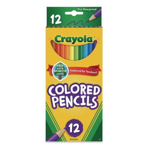 Pencils | Crayola 684012 3.3 millimeter 2B Long-Length Colored Pencil - Assorted Lead and Barrel Colors (1-Set) image number 0