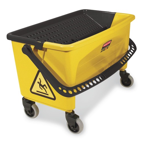 Mop Buckets | Rubbermaid Commercial HYGEN FGQ90088YEL HYGEN Press Wring Bucket for Microfiber Flat Mops (Yellow) image number 0