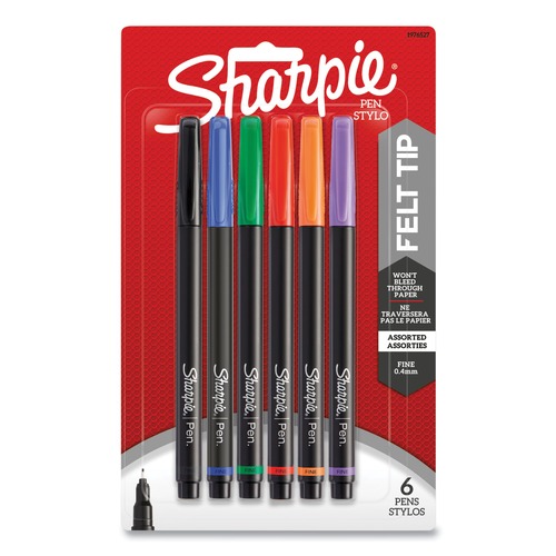Pens | Sharpie 1976527 0.4 mm Water-Resistant Ink Porous Point Pen - Fine/Assorted Ink and Barrel Colors (6/Set) image number 0