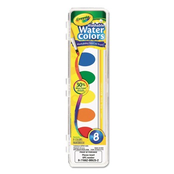 WATERCOLORS | Crayola 530525 Washable Watercolor Paint Palette Tray - 8 Assorted Colors