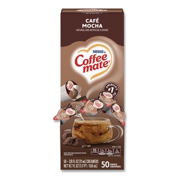 Coffee-Mate 11002807 Liquid Coffee Creamer, Cafe Mocha, 0.38 Oz Mini Cups, 50/box
