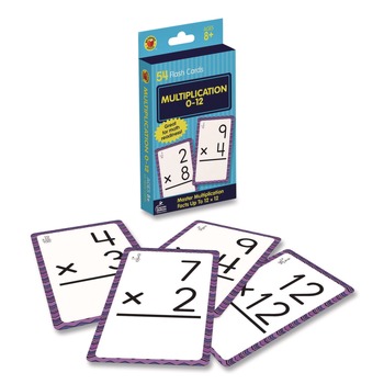 Carson-Dellosa 0769677436 Multiplication 0 to 12 Flash Cards, 3.25 x 5.25, Assorted Colors, 54 Cards