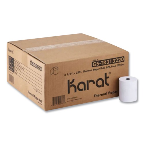 Register & Thermal Paper | Karat GS-TR313220 3.13 in. x 220 ft. Thermal Paper Rolls - White (50/Carton) image number 0