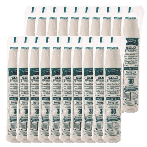 Cups and Lids | SOLO DWTG12W Thermoguard 12 oz. Sustainable Forest Print Insulated Paper Hot Cups - White (600/Carton) image number 0