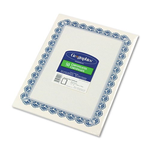 Just Launched | Geographics 22901 Archival Quality 11 in. x 8.5 in. Parchment Paper Certificates - Blue Royalty (50/Pack) image number 0