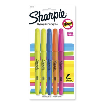 Sharpie 1908101 Chisel Tip Pocket Style Highlighters - Assorted Ink/Barrel Colors (5/Set)