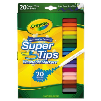 Crayola 588106 Fine/Broad Bullet Tips Washable Super Tips Markers - Assorted Colors (20/Set)