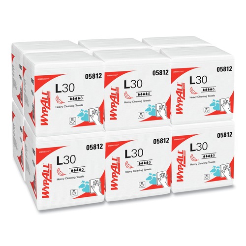 Paper Towels and Napkins | WypAll 05812 L30 Quarter Fold 12.5 in. x 12 in. Towels (90/Polypack, 12 Polypacks/Carton) image number 0