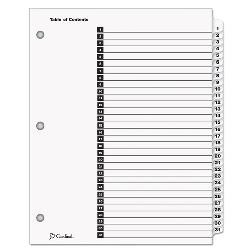 Just Launched | Cardinal 60113CB 31 Tab 1 - 31 Letter Traditional Onestep Index System - White (31/Set) image number 0