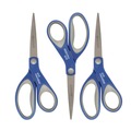 Back to School Sale | Westcott 17837 8 in. Long 3.25 in. Cut Length Scissors with Antimicrobial Protection - Straight Blue/Gray Handle (3/Pack) image number 0