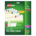 Dividers & Tabs | Avery 05026 0.94 in. x 3.44 in. Extra-Large TrueBlock File Folder Labels with Sure Feed Technology - White (18/Sheet, 25 Sheets/Pack) image number 0