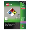 Labels | Avery 61513 Surface Safe 8 in. x 8 in. Inkjet/Laser Printers Removable Label Safety Signs - White (15/Pack) image number 0