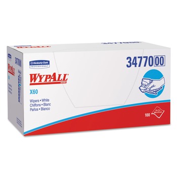 CLEANING CLOTHS | WypAll 34770 1/4 Fold 11 in. x 23 in. General Clean X60 Cloths - White (900/Carton)