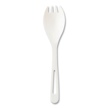 CUTLERY | World Centric RK-PS-B TPLA Compostable Plastic Cutlery Spork - White (1000/Carton)