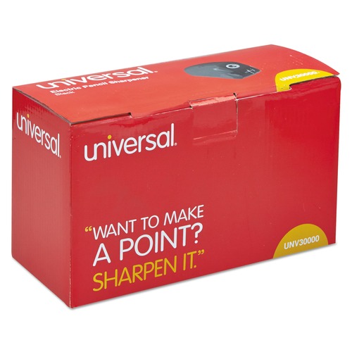 Pencil Sharpeners | Universal UNV30010 3.13 in. x 5.75 in. x 4 in. AC-Powered Electric Pencil Sharpener - Black image number 0