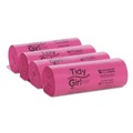 Trash Bags | Tidy Girl TG-7514P10 4 in. x 4 in. x 10 in. Feminine Hygiene Sanitary Disposal Bags - Pink/Black (600/Carton) image number 2