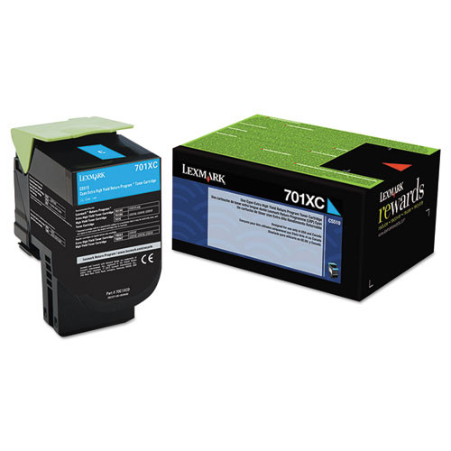 Ink & Toner | Lexmark 70C1XC0 Return Program 4,000 Page-Yield Extra High-Yield Toner - Cyan image number 0