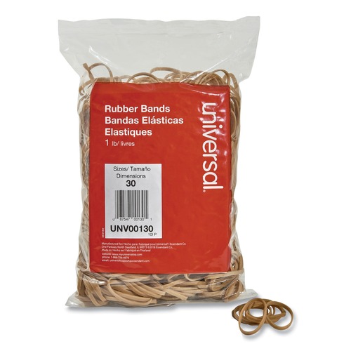 Rubber Bands | Universal UNV00130 0.04 in. Gauge Size 30 Rubber Bands - Beige (1100/Pack) image number 0