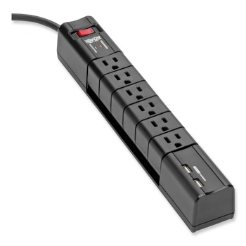  | Tripp Lite TLP608RUSBB Protect It! 8 ft. Cord 6 AC Outlets/2 USB Ports 1,080 J Surge Protector - Black