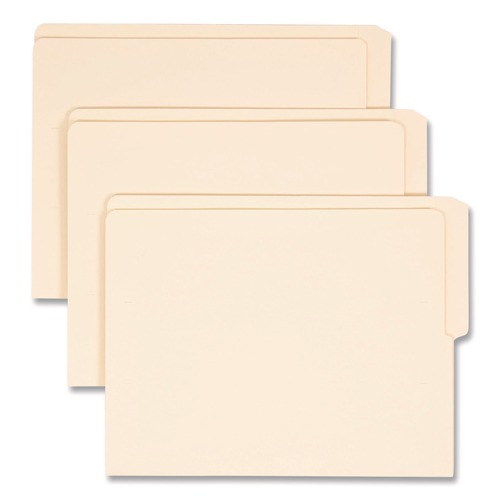 File Folders | Smead 24127 9 in. High Front 1/2-Cut Tabs Top Letter Size 0.75 in. Expansion Heavyweight End Tab Folders - Manila (100/Box) image number 0