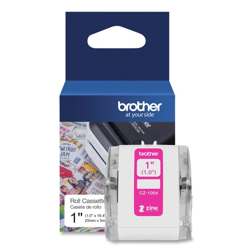 Labels | Brother CZ1004 1 in. x 16.4 ft. CZ Roll Cassette - White image number 0