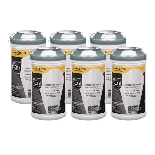 Cleaning & Disinfecting Wipes | Sani Professional NIC P22884 7.5 in. x 5.38 in. Disinfecting Multi-Surface Wipes - White (6/Carton) image number 0