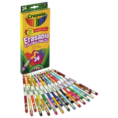 Pencils | Crayola 682424 3.3 millimeter 2B Erasable Color Pencil - Assorted Lead and Barrel Colors (24/Box) image number 0