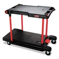  | Rubbermaid Commercial FG430000BLA 23.88 in. x 45.13 in. x 34.38 in. 400 lbs. Capacity 2 Shelves Plastic Convertible Utility Cart - Black image number 0