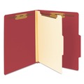 File Folders | Smead 13703 2 in. Expansion 1 Divider Letter Size 4 SafeSHIELD Fasteners Top Tab Classification Folders - Red Exterior (10/Box) image number 0