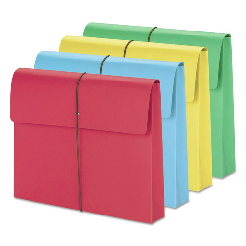 File Folders | Smead 77251 2 in. Expansion 1 Section Letter Size Elastic Cord Closure Expanding Wallet - Assorted Colors (50/Box) image number 0