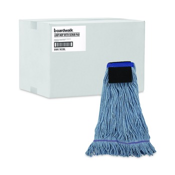 Boardwalk BWK903BL Loop-End Cotton with Scrub Pad Mop Head - Large (12/Carton)