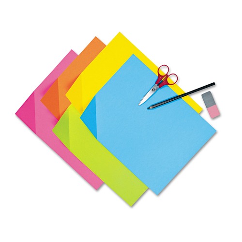 Project & Display Boards | Pacon P1709 Colorwave 9 x 12 Super Bright Tagboard - Blue/Orange/Yellow (100/Pack) image number 0