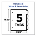 Dividers & Tabs | Avery 16825 5-Tab 11.13 in. x 9.25 in. Write and Erase Durable Plastic Dividers with Straight Pocket - White (1-Set) image number 5