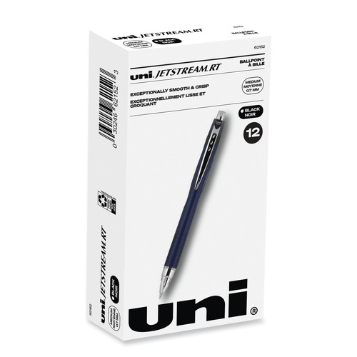 Pens | uni-ball 62152 Jetstream 0.7 mm Retractable Hybrid Gel Pen - Black Ink/Blue/Silver Barrel/Fine (1-Dozen) image number 0